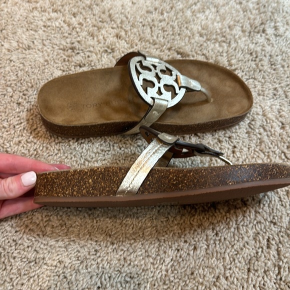 NIB Tory Burch Miller Cloud Metallic Sandals - Picture 4 of 6